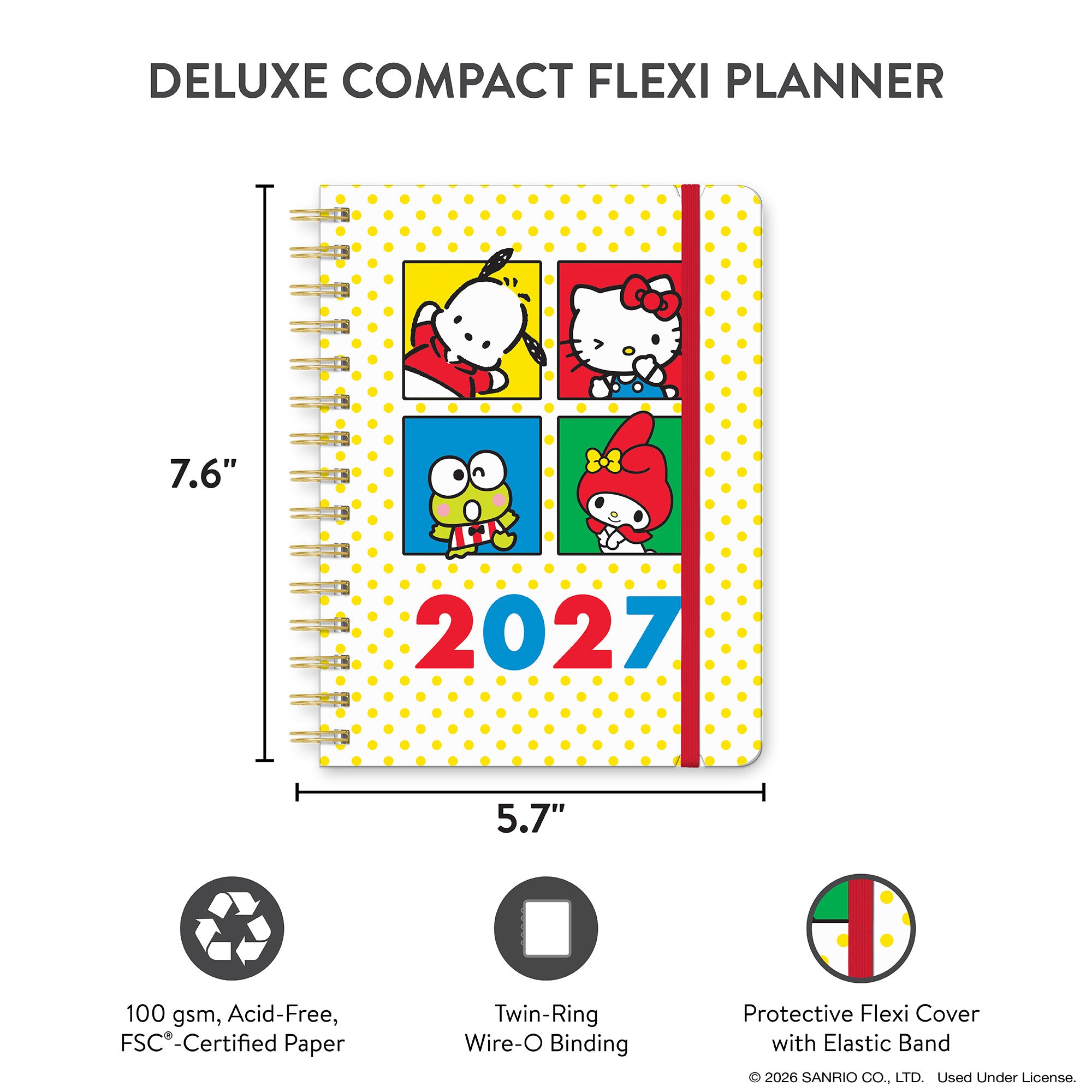 2027 Hello Kitty® and Friends Retro Deluxe Compact Flexi Planner