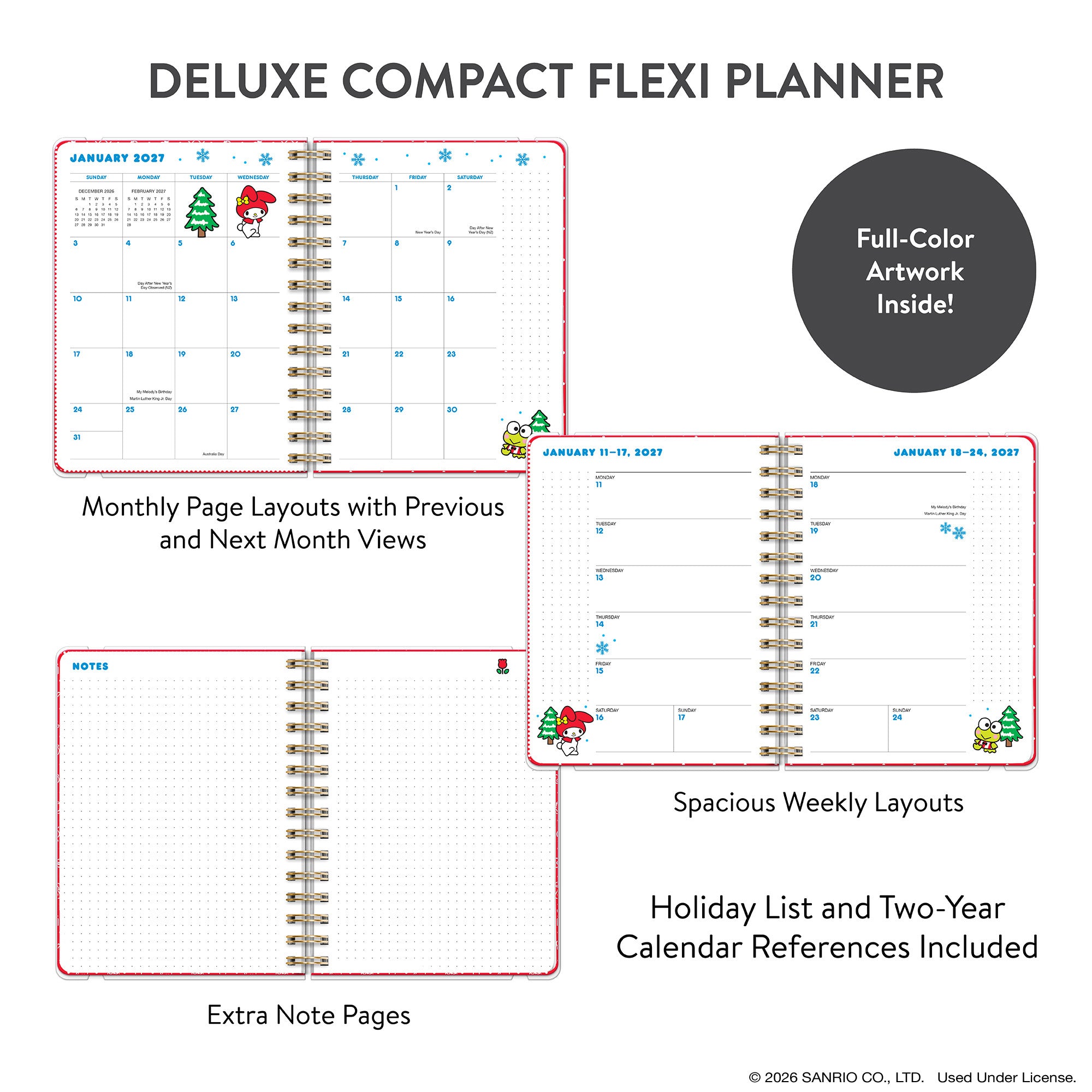2027 Hello Kitty® and Friends Retro Deluxe Compact Flexi Planner