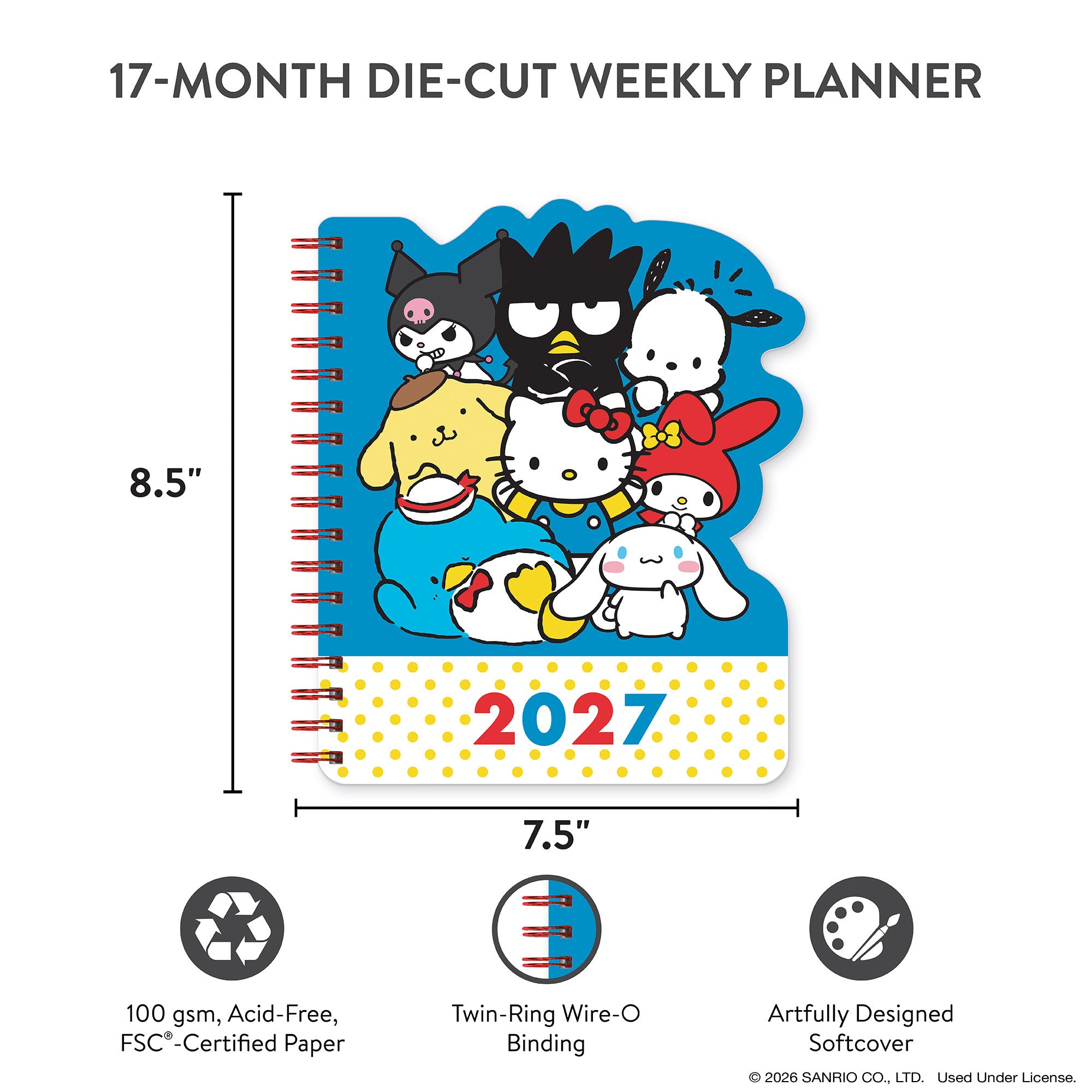 2027 Hello Kitty® and Friends Retro Die-Cut Weekly Planner
