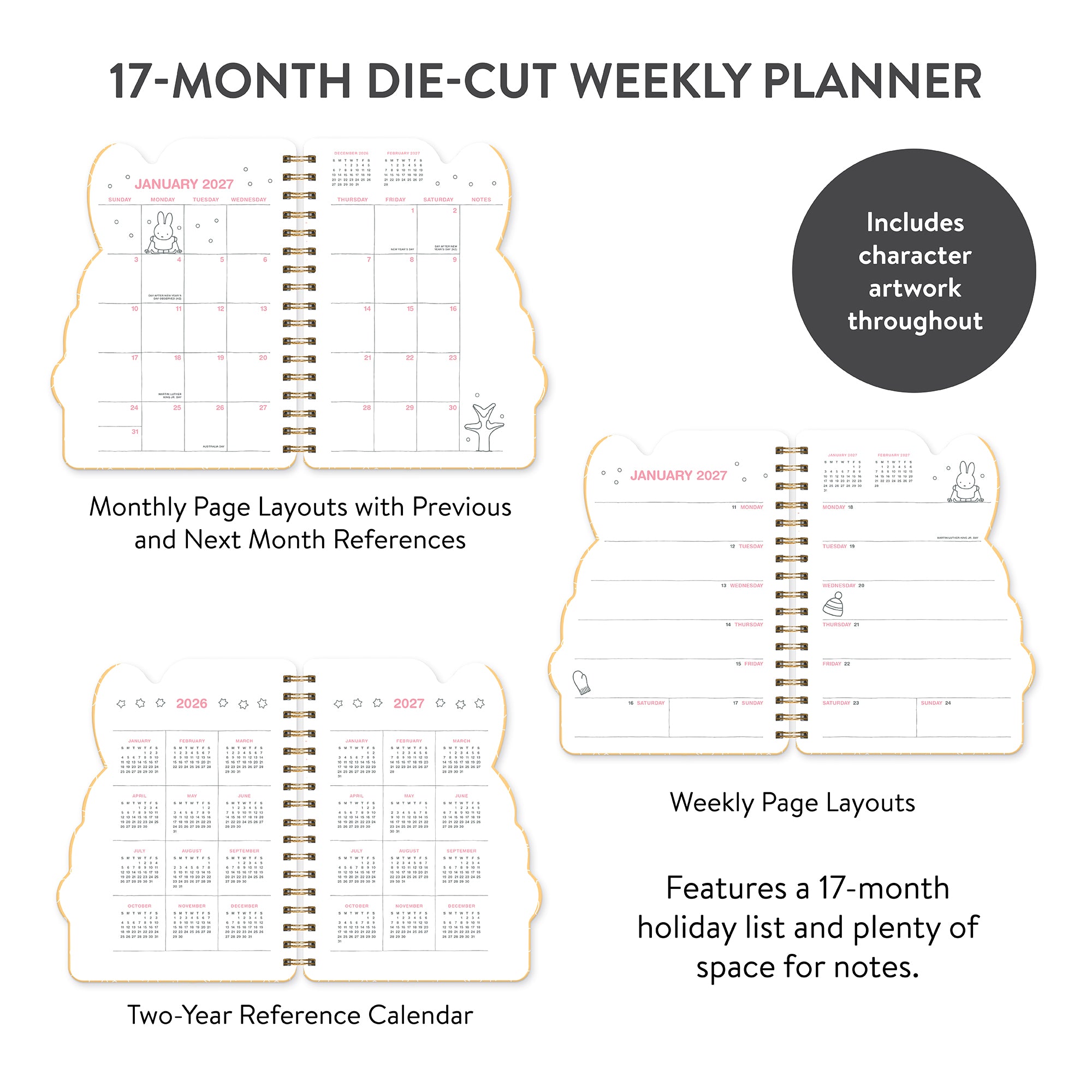 2027 Miffy A Year in Color Die-Cut Weekly Planner
