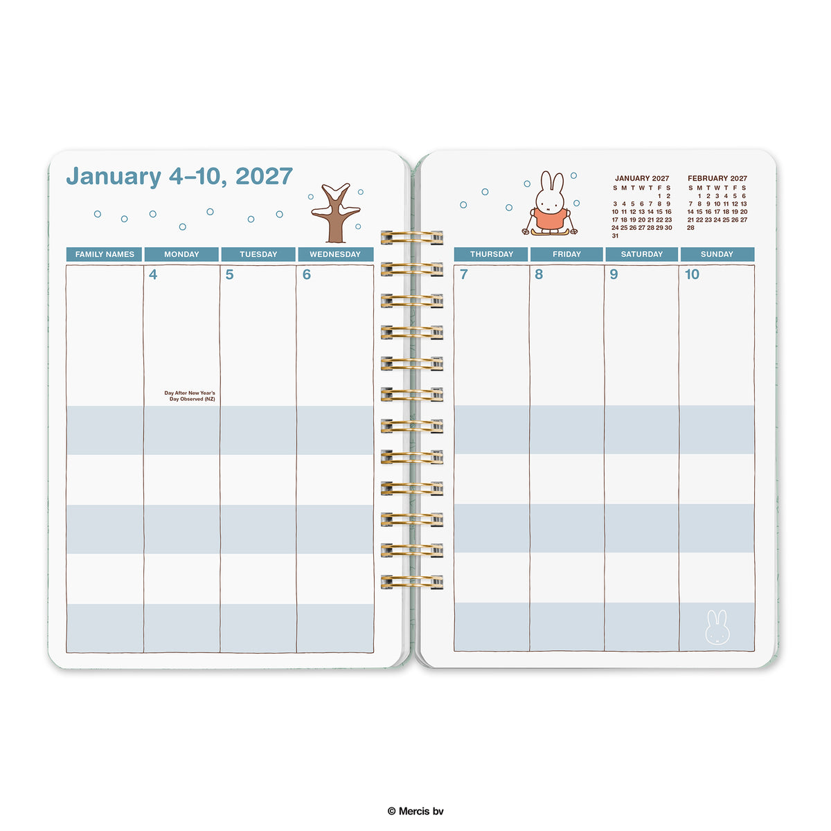 2027 Miffy Flowers Pink Miffy 12 Month Do It All Planner