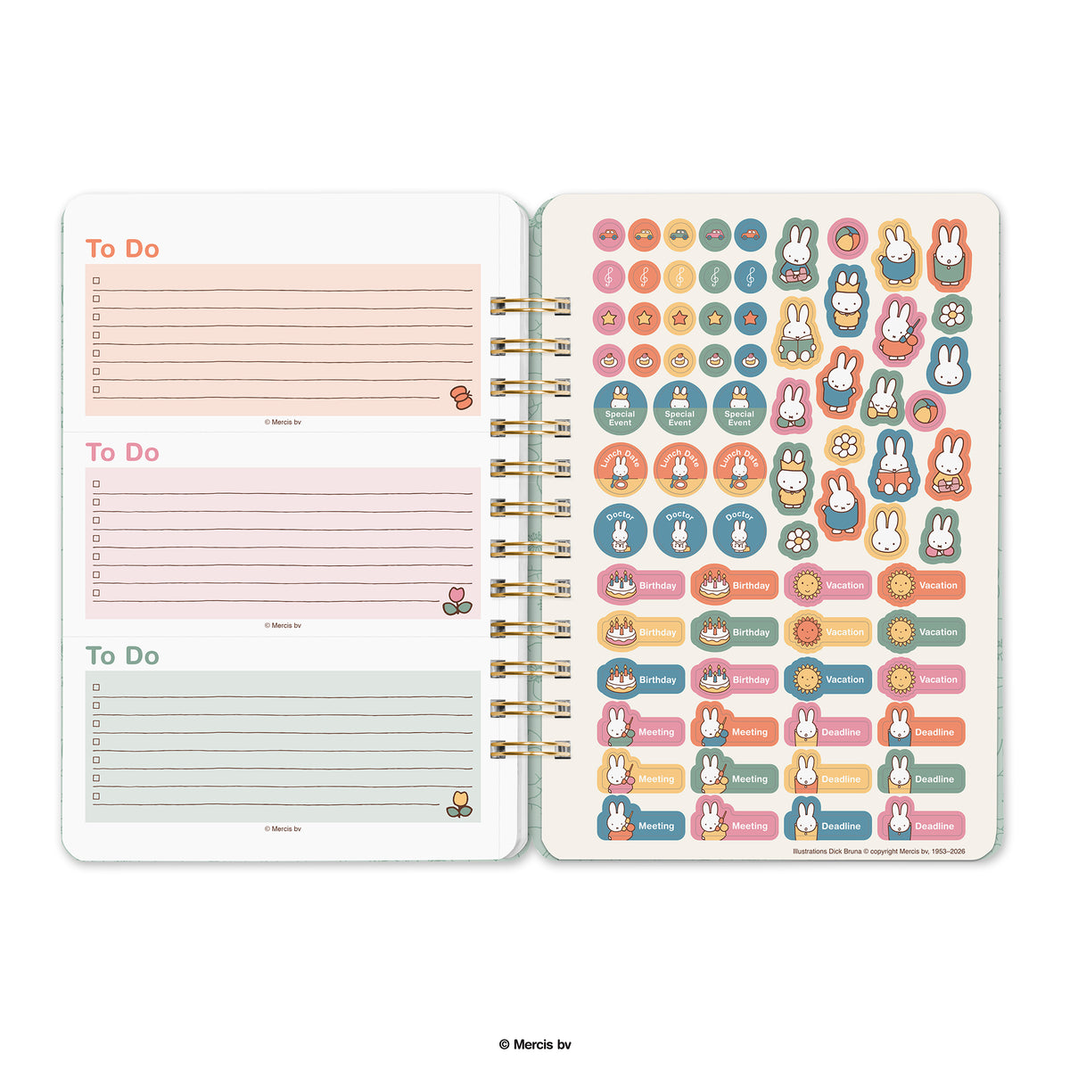 2027 Miffy Flowers Pink Miffy 12 Month Do It All Planner