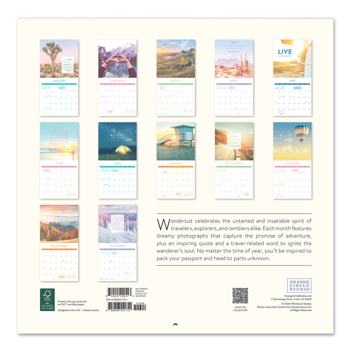 2027 Wanderlust 12" x 12" Wall Calendar