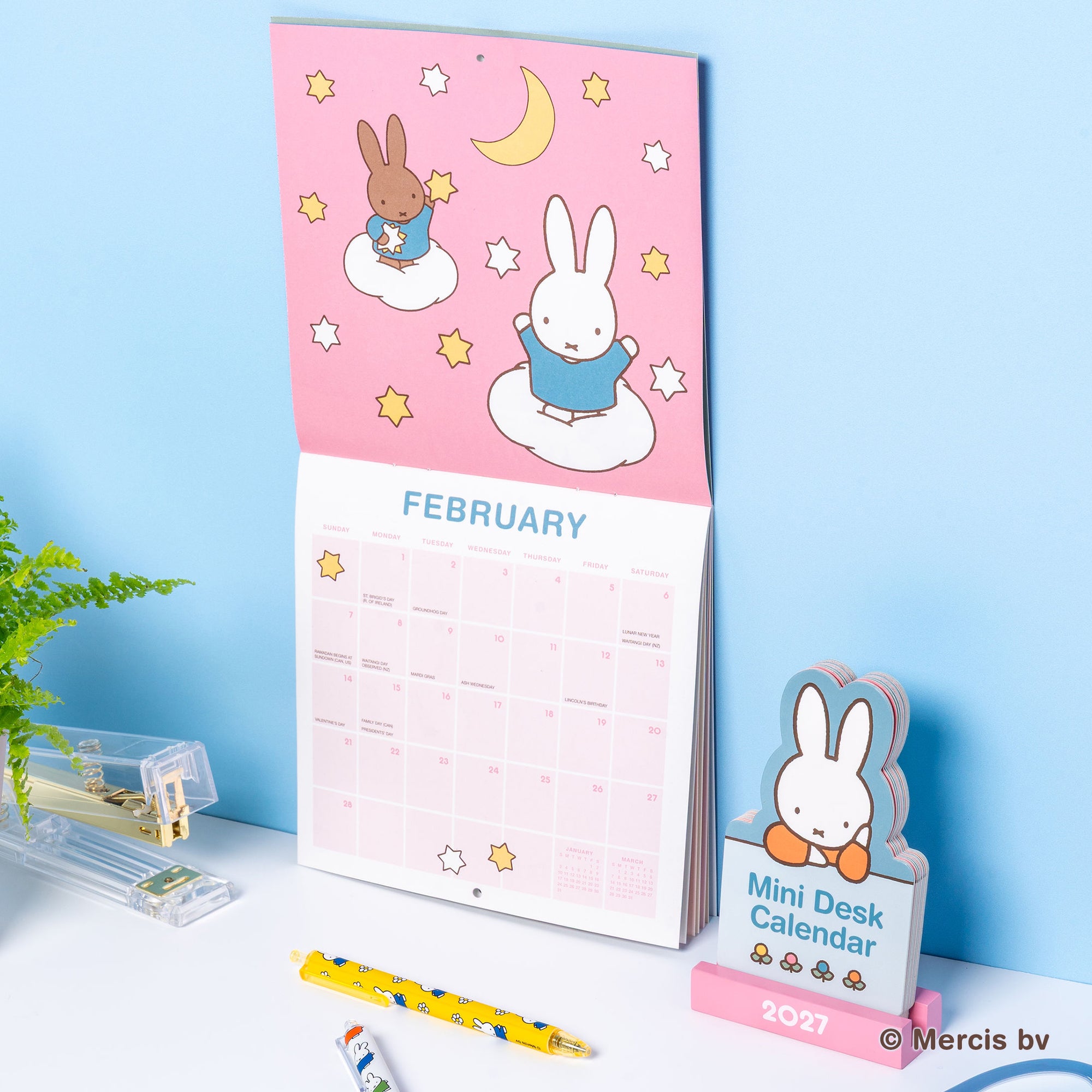 2027 Miffy A Year in Color  Mini Desk Calendar with Wood Stand