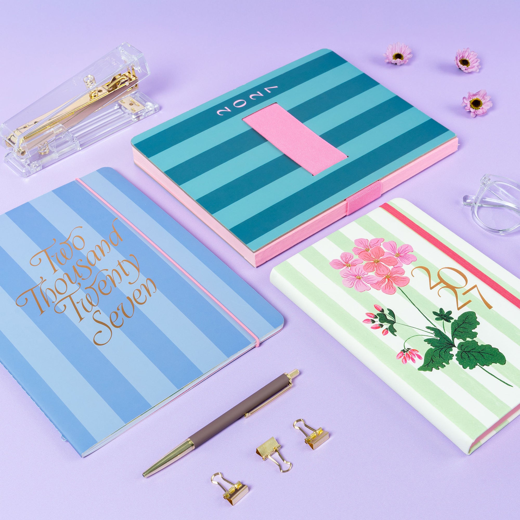 2027 Cabana Stripes Just Right Monthly Planner – Orange Circle Studio